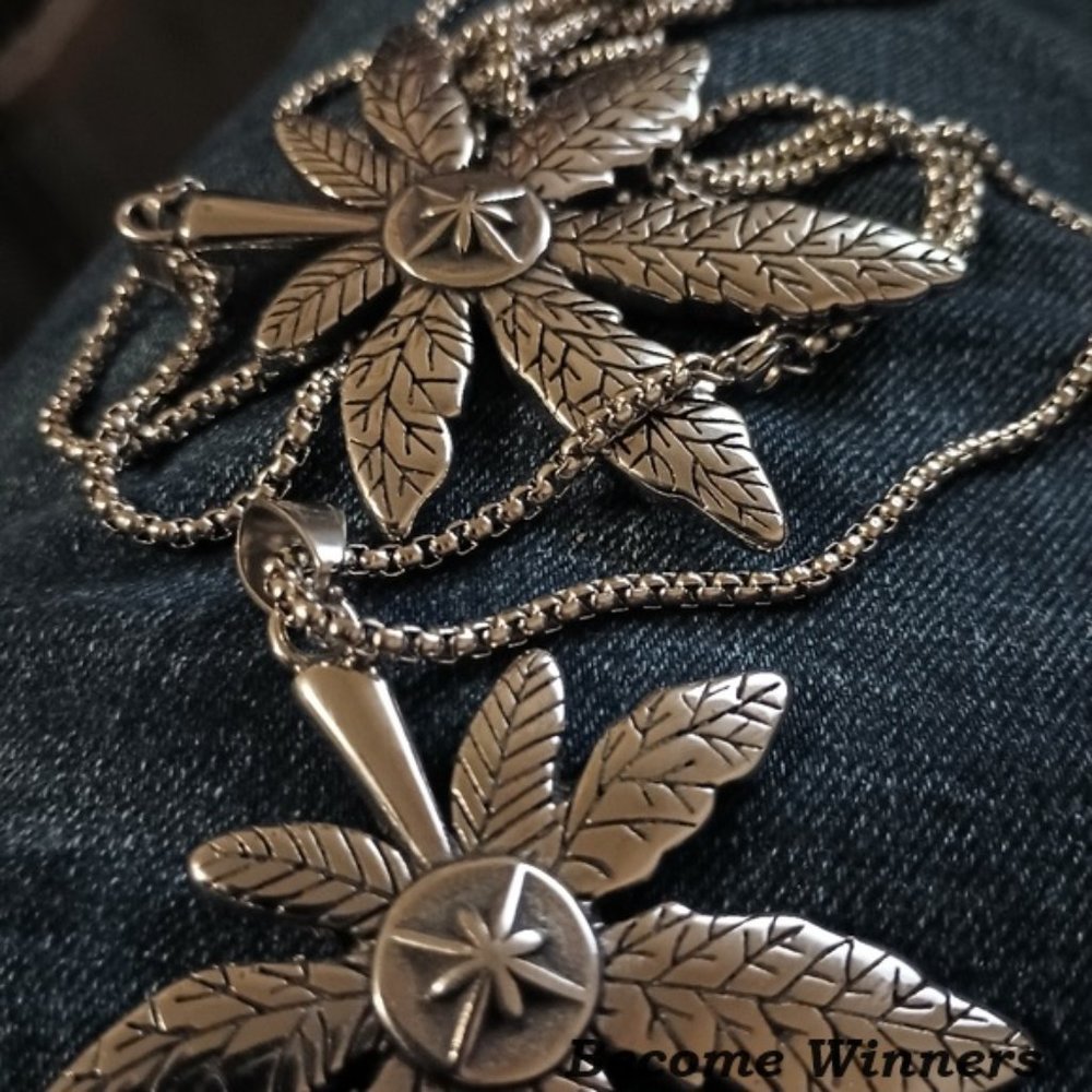 Hot New Men's Super Girl Big Steel Vegan 24" Leaf Necklace - Picture 3 of 6